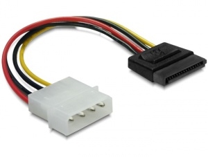 Redukce napájení MOLEX 4-pin na SATA 15-pin přímý, 6 cm