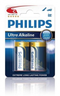 Philips baterie C ExtremeLife+, alkalická - 2ks