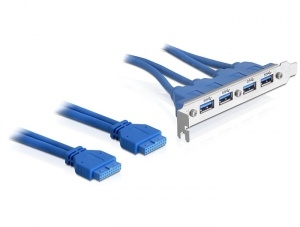 Delock záslepka 4x interní USB 3.0-A samec > 4 x USB 3.0-A samice externí