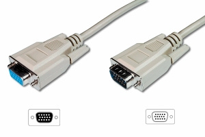 Digitus prodlužovací kabel pro VGA monitor, stíněný, šedý, měď, 1,8m
