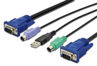Digitus Kabelová sada KVM, VGA, PS/2-myš, PS/2-klávesnice, USB černá, 3,0 m