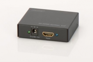 Digitus 4K HDMI Rozbočovač 1x2,, podporuje audio, DSD audio, HD Audio,  černý