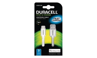 DURACELL - USB5012A - napájecí a synchronizační kabel pro Apple Lightning zařízení bílý 1m