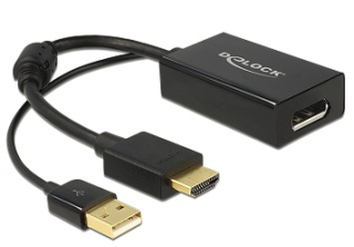 Delock adaptér HDMI-A samec > Displayport 1.2 samice černá