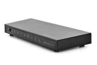 Digfitus Rozbočovač HDMI, 1x8, 1080p, 3D, vysokorychlostní 2,25 Ghz/225 MHz, kovové pouzdro, černý
