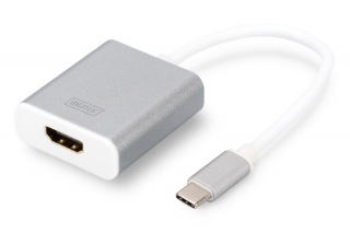 DIGITUS USB Type C 4K HDMI Adaptér, hliníkové šasi, kabel 20 cm, Chipset: CSL-C-001