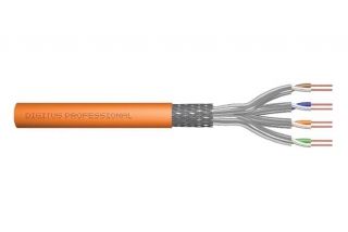 Digitus Instalační kabel CAT 7 S-FTP, 1200 MHz Dca (EN 50575), AWG 23/1, klubko 100 m, simplex, barva oranžová