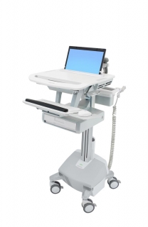 ERGOTRON StyleView® Laptop Cart, LiFe Powered, 1 Drawer (1x1), pojízdný stojan, NTB, Klávesnice, myš, s napájením + šupl
