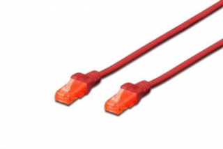 Digitus Ecoline Patch Cable, UTP, CAT 6e, AWG 26/7, červený 1m, 1ks