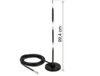 Delock GSM Anténa SMA samec 7 dBi všesměrová pevná s magnetickou základnou a připojovací kabel (RG-58, 3 m) venkovní