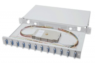 Digitus Fiber Optic Sliding Splice Box, 1U, Equipped 12x SC duplex, incl. M 25 Screw, Splice Cassette Color Pigtails OS2, Adapter