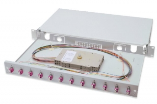 Digitus Fiber Optic Sliding Splice Box, 1U, Equipped 12x LC duplex, incl. M 25 Screw, Splice Cassette Color Pigtails OM4, Adapter