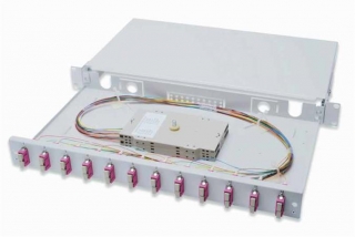 Digitus Fiber Optic Sliding Splice Box, 1U, Equipped 12x SC duplex, incl. M 25 Screw, Splice Cassette Color Pigtails OM4, Adapter