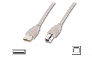 Digitus Připojovací kabel USB 2.0, typ A - B M / M, 3,0 m, šedý