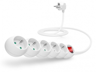 CONNECT IT prodlužovací kabel 230 V, 5 zásuvek, 2 m, s vypínačem (bílý)