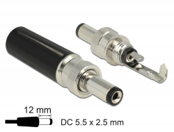 Delock Konektor DC 5,5 x 2,5 mm s délkou 12,0 mm samec