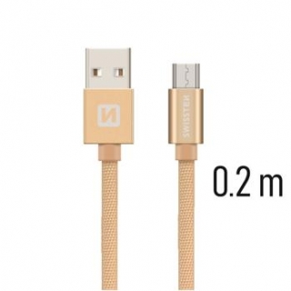 SWISSTEN DATA CABLE USB / MICRO USB TEXTILE 0,2M GOLD