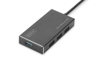 DIGITUS Hub USB 3.0, 4 porty vč. Napájení 5V / 2A Hliníkový kryt