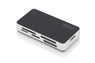 DIGITUS Čtečka karet USB 3.0 s připojovacím kabelem USB 1m Podpora karet MS / SD / SDHC / MiniSD / M2 / CF / MD / SDXC