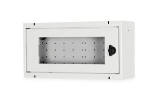 DIGITUS Skříň pro domácí automatizaci na zeď, povrchová montáž 200x400x100 mm, rámy skleněné dveře, šedá (RAL 7035)