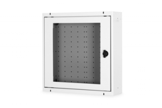 DIGITUS Skříň pro domácí automatizaci na zeď, povrchová montáž 400x400x100 mm, rámy skleněné dveře, šedá (RAL 7035)
