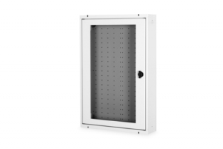 DIGITUS Skříň pro domácí automatizaci na zeď, povrchová montáž 600x400x100 mm, rámy skleněné dveře, šedá (RAL 7035)