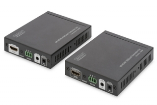 DIGITUS Sada 4K HDMI Extender, HDBaseT, UHD 4K * 2K @ 60 Hz, 100 m po síťovém kabelu (kat. 6, 6a, 7)