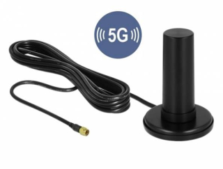 Delock 5G LTE Anténa SMA samec 0 - 3 dBi všesměrová pevná s magnetickou základnou a připojovací kabel RF195 3 m venkovní