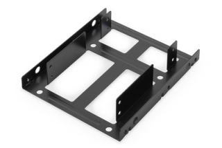 DIGITUS Montážní sada: dva SSD/HDD 2.5 do 3,5 pozice. Montážní rám, kovový černý, šrouby, kabely