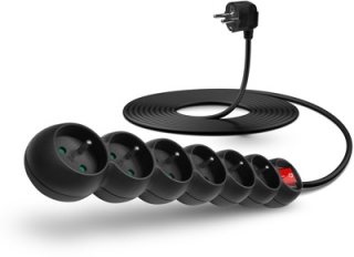 CONNECT IT prodlužovací kabel 230 V, 6 zásuvek, 2 m, s vypínačem (černý)