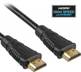PremiumCord HDMI High Speed + Ethernet kabel, zlacené konektory, 1m