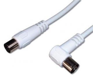 PremiumCord TV kabel M/F konektor 90°, 75 Ohm 10m