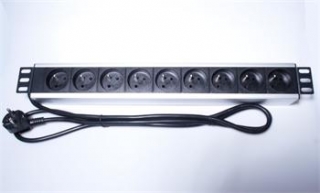 PremiumCord Panel napájecí do 19" racku 1.5U, 9x230V, 2m kabe