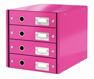 Zásuvkový box Leitz Click&Store, 4 zásuvky, růžová
