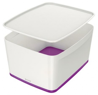 Úložný box s víkem Leitz MyBox, velikost L, bílá/fialová