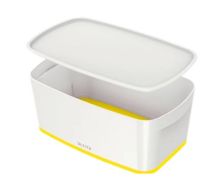 Úložný box s víkem Leitz MyBox, velikost S, bílá/žlutá