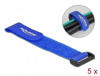Delock Kabelový úvazek na suchý zip, se smyčkou, D 190 x Š 25 mm, modrý, 5 ks