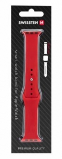 SWISSTEN REMÍNEK PRO APPLE WATCH SILIKONOVÝ 38-40 mm CERVENÝ