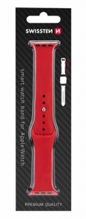 SWISSTEN REMÍNEK PRO APPLE WATCH SILIKONOVÝ 42-44 mm CERVENÝ