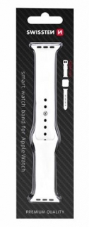 SWISSTEN REMÍNEK PRO APPLE WATCH SILIKONOVÝ 42-44 mm BÍLÝ