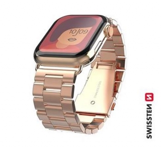 SWISSTEN REMÍNEK PRO APPLE WATCH KOVOVÝ 42-44 mm RUŽOVO ZLATÝ