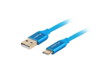LANBERG USB-C(M)->USB-A(M) 2.0 CABLE 1M BLUE PREMIUM QC 3.0
