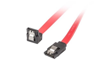 LANBERG SATA DATA III (6GB/S) F/F CABLE 50CM ANGLED DOWN/STRAIGHT METAL CLIPS RED