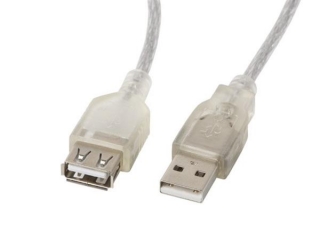 LANBERG USB-A M/F 2.0 CABLE 5M TRANSPARENT FERRITE
