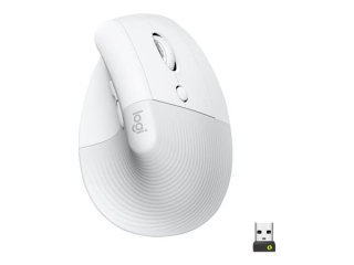 Logitech Lift Vertical Ergonomic Mouse - Bílá, 400-4000dpi, 6 tlačítek, bluetooth, logitech bolt