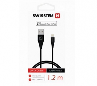SWISSTEN DATOVÝ KABEL TPE USB / LIGHTNING MFi 1,2 M ČERNÝ