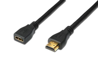 Digitus HDMI High Speed s Ethernetem prodlužovací kabel, typ A, M / F, 5,0 m,  HDMI 1.4, UL, bl, zlacené kontakty