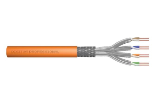 DIGITUS Instalační kabel CAT 7 S-FTP, 1200 MHz Dca (EN 50575), AWG 23/1, 500 m buben, simplex, barva oranžová