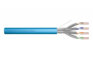DIGITUS Instalační kabel CAT 6A U-FTP, 500 MHz Eca (EN 50575), AWG 23/1, 500 m buben, simplex, barva modrá