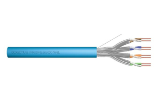 DIGITUS Instalační kabel CAT 6A U-FTP, 500 MHz Eca (EN 50575), AWG 23/1, buben 305 m, simplex, barva modrá
